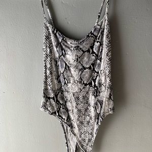 snakeskin bodysuit from pretty little thing